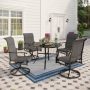 5-Piece Metal Outdoor Dining Set w/ Padded Textilene Swivel Chairs - Image 1
