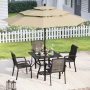 6-Pieces Metal Outdoor Patio Dining Set with Umbrella and 4 Textilene Dining Chairs - Image 1