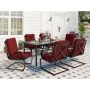 7-Piece Metal Patio Outdoor Dining Set with Rectangle Table and C-Spring Chair with Red Cushions - Image 1