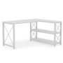 Lantz 52.75 in. L-Shaped White Wood and Metal Reversible Computer Desk with 2 Tier Storage Shelves - Image 1