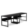 Cassey 78.7 in. Retangular Black Wood and Metal Computer Desk Double Desk for Two Person with Shelf - Image 1
