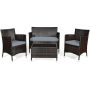 HONEY JOY 4-Piece Wicker Patio Furniture Set Rattan Sofa Chair Table Set with Gray Cushions - Image 1