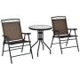 3-Pieces Metal Folding Round 28 in. Outdoor Dining Set for Backyard Garden Pool w/ 2 Patio Chairs and Table - Image 1