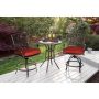 Hanover Traditions 3-pc Aluminum Outdoor Dining Bistro Set w/ Red Cushions and 2-Swivel Chairs - Image 1