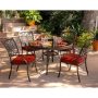 Hanover Traditions 5-pc Metal Outdoor Dining Set with Red Cushions and Glass-Top Table - Image 1