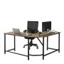 59 in. L-Shaped Walnut Color MDF Computer Desk with Metal Frame - Image 1