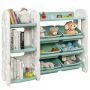 Costway Green Kids Toy Storage Organizer with Bins and Multi-Layer Shelf for Bedroom Playroom - Image 1