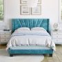 RestRite Vera Aqua Velvet Queen Upholstered Platform Bed Frame - Image 1