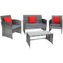 Sunnydaze Decor Ardfield Mixed Gray 4-Piece Rattan Patio Set w/ Gray Cushions - Image 1