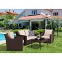 Caoimhe Espresso 4-Piece Resin Wicker Conversation Set w/ Cushion - Image 1