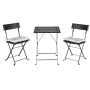 Black 3-Piece Wicker Folding Outdoor Bistro Set with Beige Cushions - Image 1