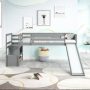 Seafuloy Gray Twin Low Loft Bed with Stairs and Slide - Image 1