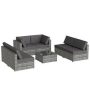 7-Piece Wicker Patio Conversation Set with Grey Cushions - Image 1