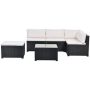 Leisure 6-Piece Wicker Patio Sectional Set w/ Beige Cushions - Image 1
