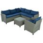 5-Piece Wicker Rattan Outdoor Patio Sectional Sofa Set with Blue Cushions WBY-WY000275AAC - Image 1