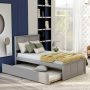 Harper & Bright Designs Gray Twin Size Platform Bed w/ Twin Size Trundle - Image 1