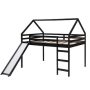 aisword Full Size Loft Bed w/ Slide, House Bed w/ Slide - Espresso - Image 1