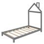 House-Shaped Headboard Platform Bed, Solid Wood Twin Bed Frame with Slat Support, No Box Spring Needed ( Gray ) - Image 1