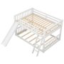 White Full Over Full Bunk Bed with Convertible Slide and Ladder, Full-Size Bunk Bed, No Box Spring Needed - Image 1