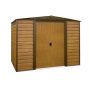 Arrow Woodridge 10-ft W x 6-ft D Wood-grain Galvanized Metal Storage Building - Image 1