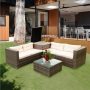 Harper & Bright Designs Convertible 4-pc PE Rattan Wicker Outdoor Sectional Set with Beige Cushions - Image 1