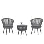 Black 3-Piece Rattan Modern Wicker w/ Rope Rattan Hand Woven Round Outdoor Patio Dining Table Set - Image 1