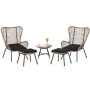 5-Piece Rattan Conversation Set with Cushions in Dark Gray - Image 1