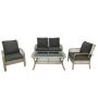 4-Piece Beige brown Rattan Sofa Seating Group with Gray Cushions - Image 1