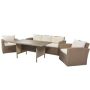 4-Piece Beige Brown Wicker Patio Conversation Set with Beige Cushions - Image 1