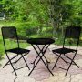3-Piece Black Patio Premium Steel Bistro Set with Foldable Table and Chairs - Image 1