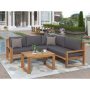 Solid Acacia Wood Outdoor Sectional w/ Gray Cushions and Table - Image 1