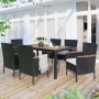 Harper & Bright Designs Black 7-Piece Wicker Outdoor Dining Set with Beige Cushions and Acacia Wood Tabletop - Image 1