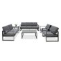 6-Piece Aluminum Patio Conversation Set with Gray Cushions - Image 1