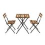 Inner Decor Yal Black Frame 3-Piece Teak Wood Folding Outdoor Bistro Set with Navy Blue Cushion - Image 1