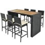Wateday 7-Piece Wicker Rectangle Bar Height Outdoor Dining Set with Beige Cushion - Image 1
