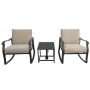 3-Piece Metal Square 18 in. H Rocker Outdoor Bistro Set with Brown Cushion - Image 1