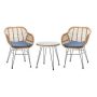 Wateday 3-Piece Wicker Round Short Outdoor Bistro Set with Navy Cushion - Image 1