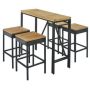 5-Piece Wicker Foldable Rectangular Table Bar Height Outdoor Dining Bar Set - Image 1
