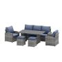 Wateday Gray 6-Piece Wicker Patio Conversation Sectional Seating Set with Gray Cushions - Image 1