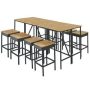 10-Piece Wicker Outdoor Dining Bar Set with 8 Stools and 2 Wood Table - Image 1