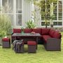 7 Piece Hand-Woven Wicker Sofa Sectional Set with Wine Red Cushion,for Garden, Lawn, Balcony - Image 1