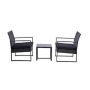 BANSA ROSE Black 3-Piece Outdoor Wicker Patio Conversation Sets Rattan Chair Conversation Sets with Coffee Table - Image 1
