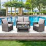 4-Piece Gray Wicker Rattan Outdoor Sectional Sofa Set with Gray Cushions for Backyard, Poolside, Deck - Image 1