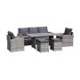 6-Piece Wicker Outdoor Sectional Set Gray with Gray Cushion - Image 1