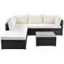 6-Piece Wicker Outdoor Sectional Set Black with Beige Cushions - Image 1