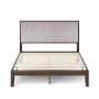 Zinus Moiz Brown Wood Queen Platform Bed Frame with Adjustable Upholstered Headboard - Image 1