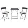 Black 3-Piece Wicker Outdoor Bistro Set with Beige Cushions - Image 1