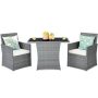 Mixed Gray 3-Piece Wicker Patio Conversation Set with White Cushions - Image 1