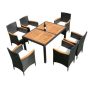Black 7 Piece Wicker Outdoor Dining Set w/ Beige Cushions - Image 1