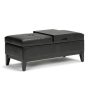 Simpli Home - Oregon Rectangular Polyurethane Faux Leather Bench Ottoman With Inner Storage - Midnight Black - Image 1